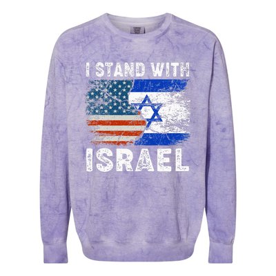 Support Israel I Stand With Israel Israeli Flag Us Flag Colorblast Crewneck Sweatshirt