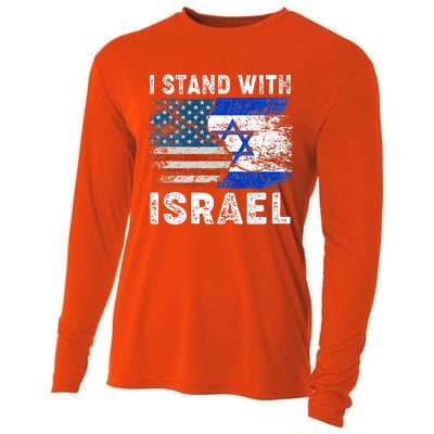 Support Israel I Stand With Israel Israeli Flag Us Flag Cooling Performance Long Sleeve Crew