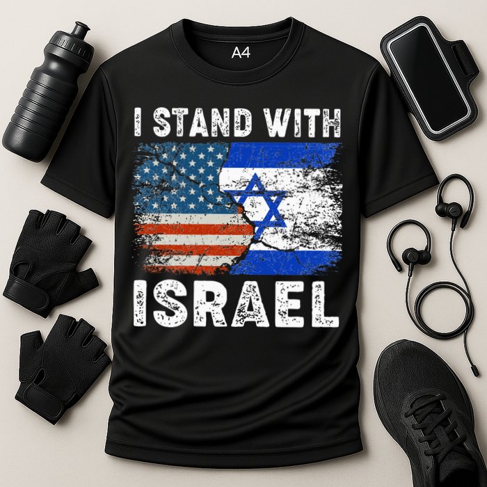 Support Israel I Stand With Israel Israeli Flag Us Flag Cooling Performance Crew T-Shirt