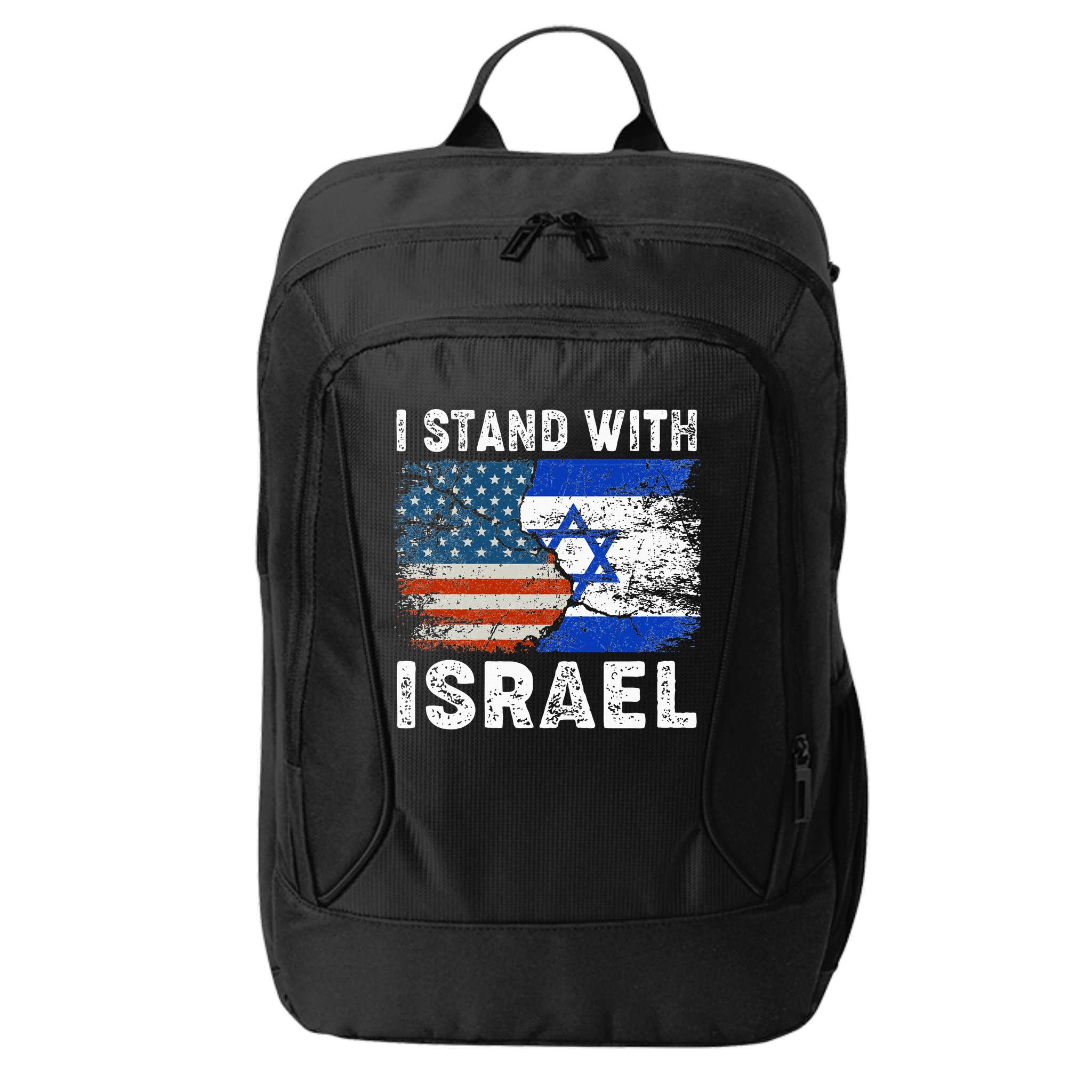 Support Israel I Stand With Israel Israeli Flag Us Flag City Backpack