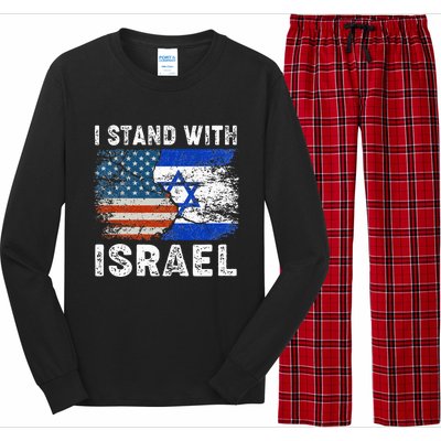 Support Israel I Stand With Israel Israeli Flag Us Flag Long Sleeve Pajama Set