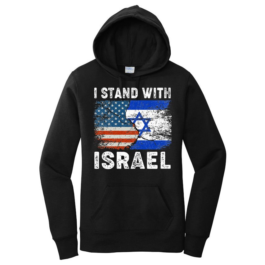 Support Israel I Stand With Israel Israeli Flag Us Flag Women's Pullover Hoodie