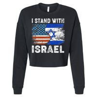 Support Israel I Stand With Israel Israeli Flag Us Flag Cropped Pullover Crew