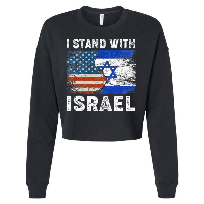 Support Israel I Stand With Israel Israeli Flag Us Flag Cropped Pullover Crew