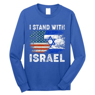 Support Israel I Stand With Israel Israeli Flag Us Flag Long Sleeve Shirt