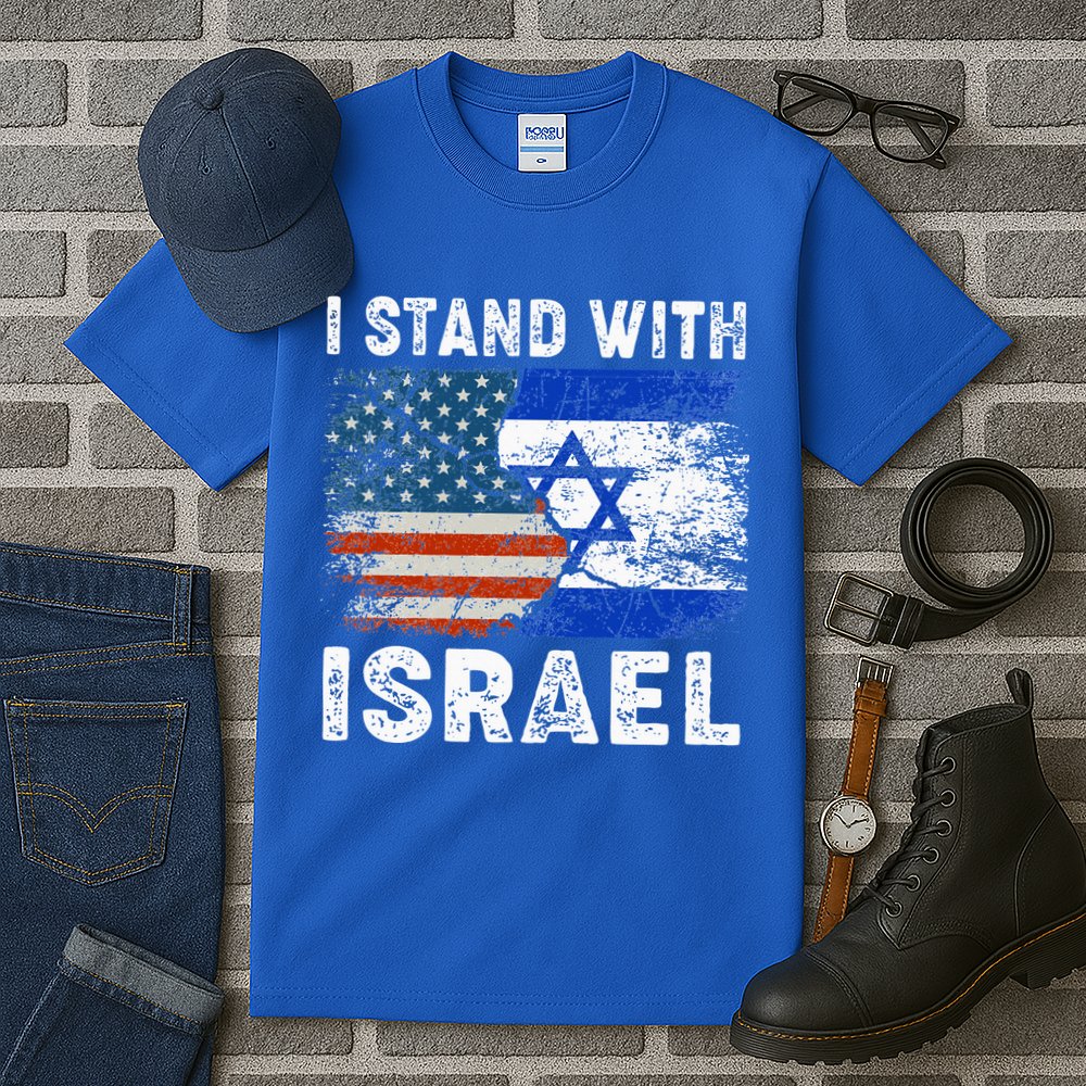 Support Israel I Stand With Israel Israeli Flag Us Flag Tall T-Shirt