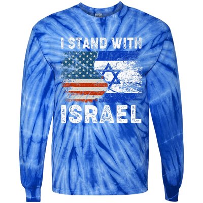 Support Israel I Stand With Israel Israeli Flag Us Flag Tie-Dye Long Sleeve Shirt