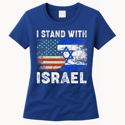 Support Israel I Stand With Israel Israeli Flag Us Flag Womens T-Shirt