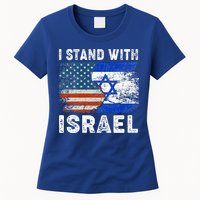 Support Israel I Stand With Israel Israeli Flag Us Flag Womens T-Shirt