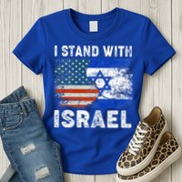 Support Israel I Stand With Israel Israeli Flag Us Flag Womens T-Shirt