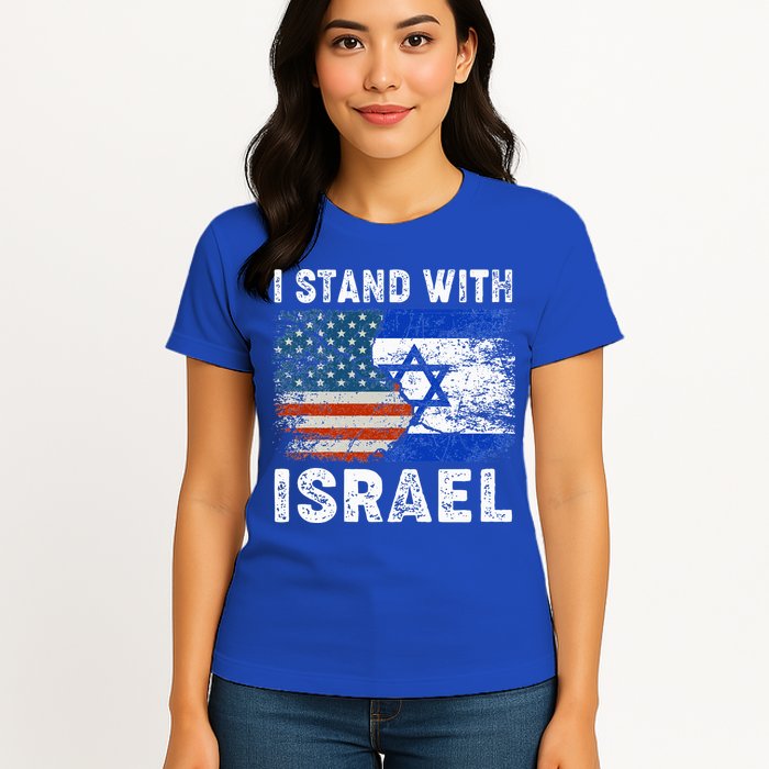 Support Israel I Stand With Israel Israeli Flag Us Flag Womens T-Shirt