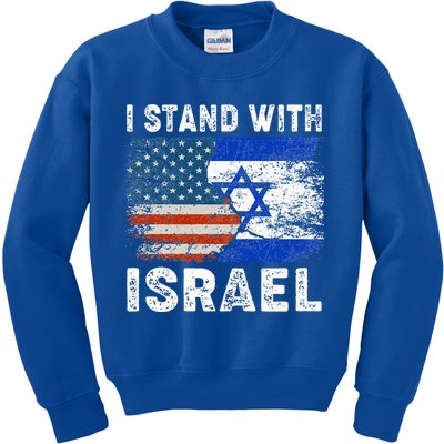 Support Israel I Stand With Israel Israeli Flag Us Flag Kids Sweatshirt