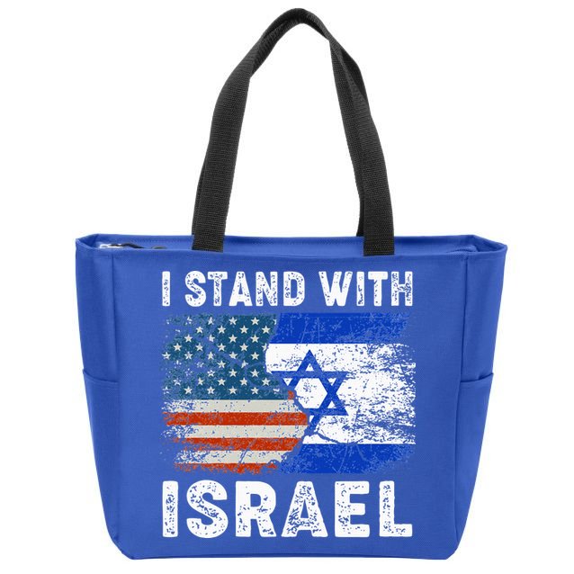 Support Israel I Stand With Israel Israeli Flag Us Flag Zip Tote Bag