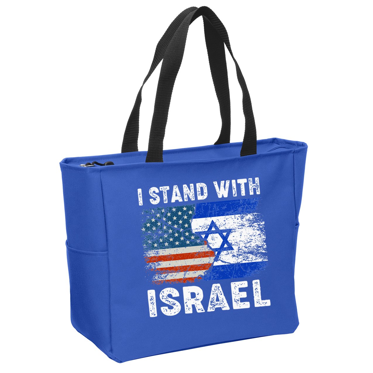Support Israel I Stand With Israel Israeli Flag Us Flag Zip Tote Bag