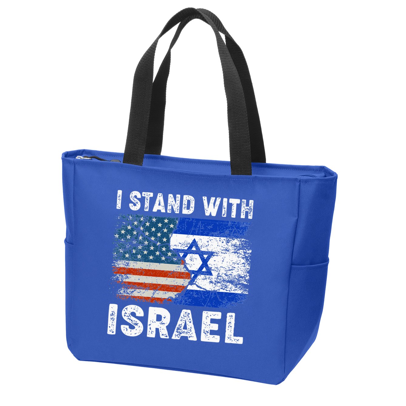 Support Israel I Stand With Israel Israeli Flag Us Flag Zip Tote Bag