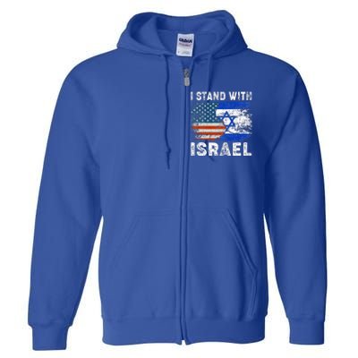 Support Israel I Stand With Israel Israeli Flag Us Flag Full Zip Hoodie