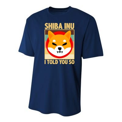 Shiba Inu I Told You So Youth Performance Sprint T-Shirt
