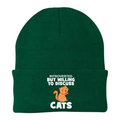 Sarcastic Introverts Introverted But Willing To Discuss Cats Gift Knit Cap Winter Beanie