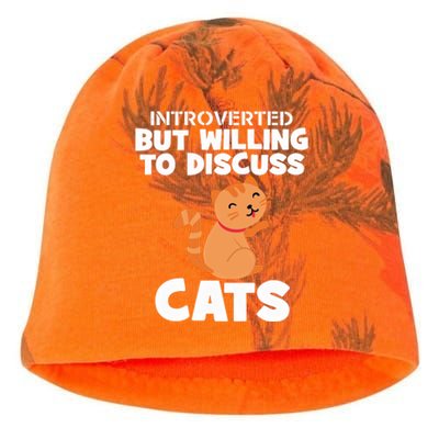 Sarcastic Introverts Introverted But Willing To Discuss Cats Gift Kati - Camo Knit Beanie