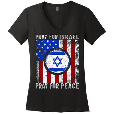 Support Israel I Stand With Israel Pray For Israel Flag Women's V-Neck T-Shirt