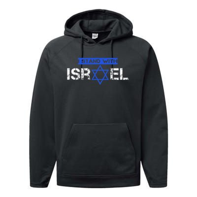 Support Israel I Stand With Israel Flag Pullover Performance Fleece Hoodie