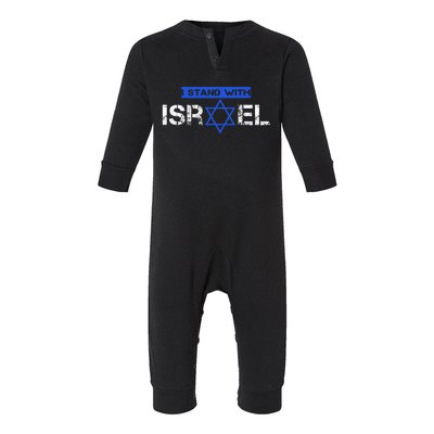 Support Israel I Stand With Israel Flag Pullover Infant Fleece One Piece