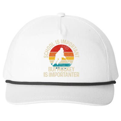 School Is Important But Hockey Is Importanter Funny Gist Snapback Five-Panel Rope Hat