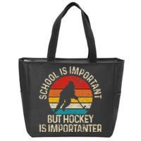 School Is Important But Hockey Is Importanter Funny Gist Zip Tote Bag