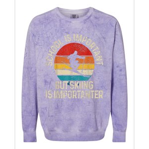 School Is Important But Skiing Is Importanter Colorblast Crewneck Sweatshirt