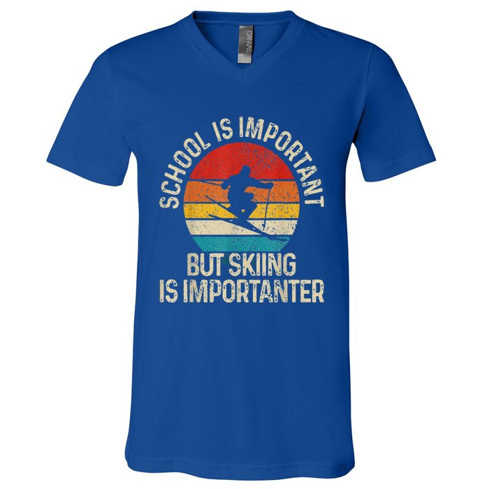 School Is Important But Skiing Is Importanter V-Neck T-Shirt