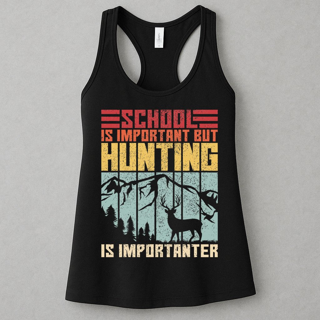 School Is Important But Hunting Is Importanter Deer Hunting Womens Tank Top