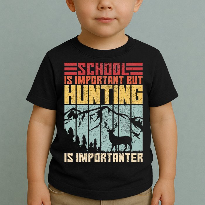 School Is Important But Hunting Is Importanter Deer Hunting Toddler T-Shirt