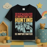 School Is Important But Hunting Is Importanter Deer Hunting Toddler T-Shirt