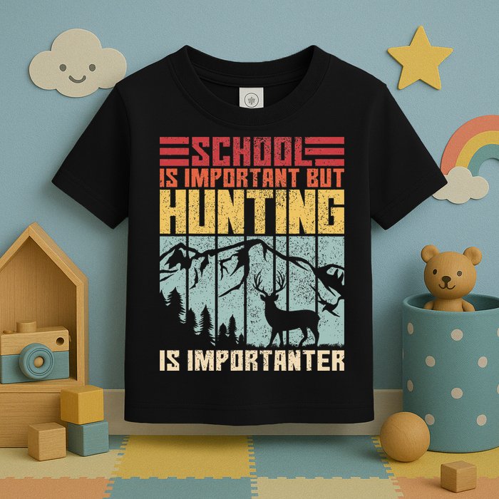 School Is Important But Hunting Is Importanter Deer Hunting Toddler T-Shirt