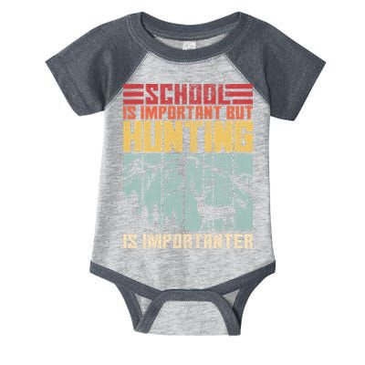 School Is Important But Hunting Is Importanter Deer Hunting Infant Baby Jersey Bodysuit
