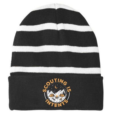 Scouting Is Intents Scout Funny Camping Striped Beanie with Solid Band