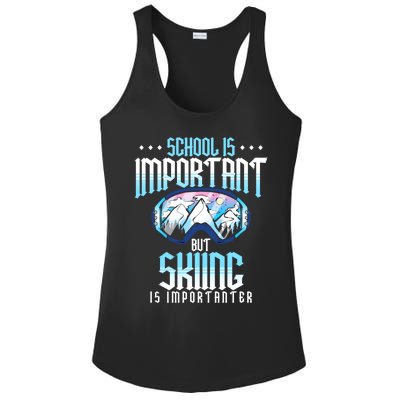 School Is Important But Skiing Is Importanter Ski Lover Funny Gift Ladies PosiCharge Competitor Racerback Tank