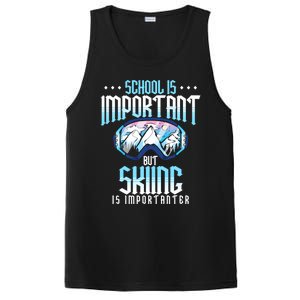 School Is Important But Skiing Is Importanter Ski Lover Funny Gift PosiCharge Competitor Tank