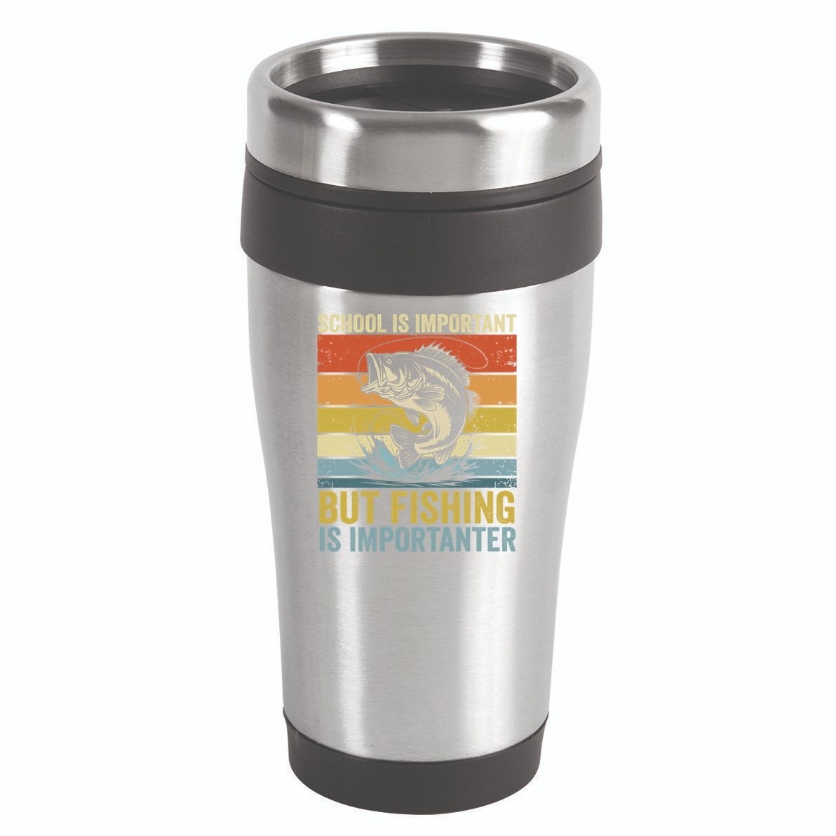 School Is Important But Fishing Is Importanter Funny Fishing Gift 16oz Travel Tumbler