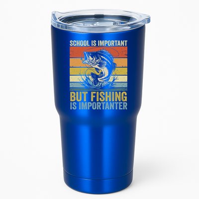 School Is Important But Fishing Is Importanter Funny Fishing Gift Tumbler