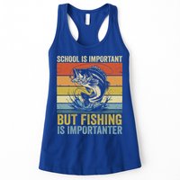 School Is Important But Fishing Is Importanter Funny Fishing Gift Womens Tank Top