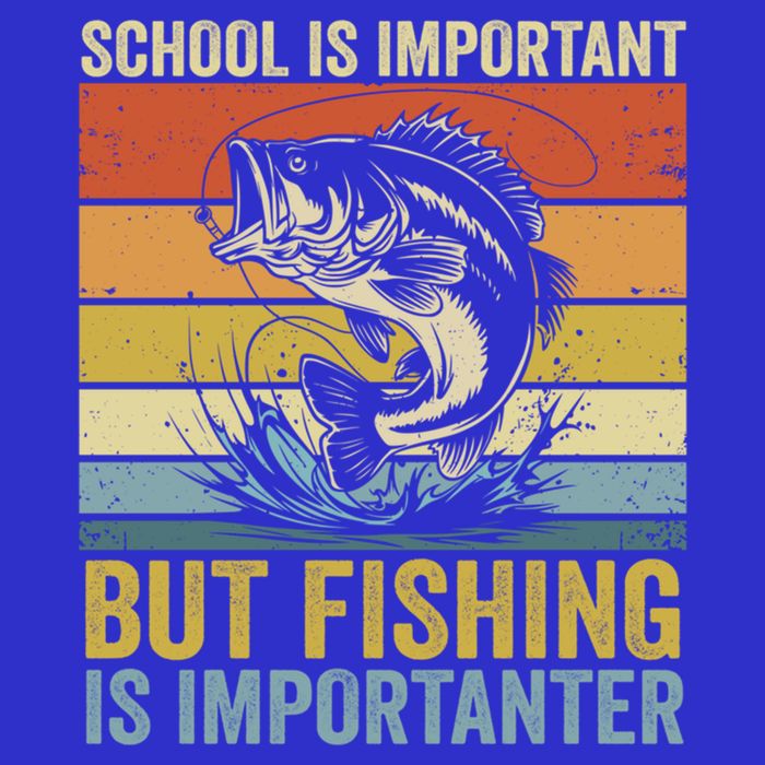 School Is Important But Fishing Is Importanter Funny Fishing Gift Womens Tank Top