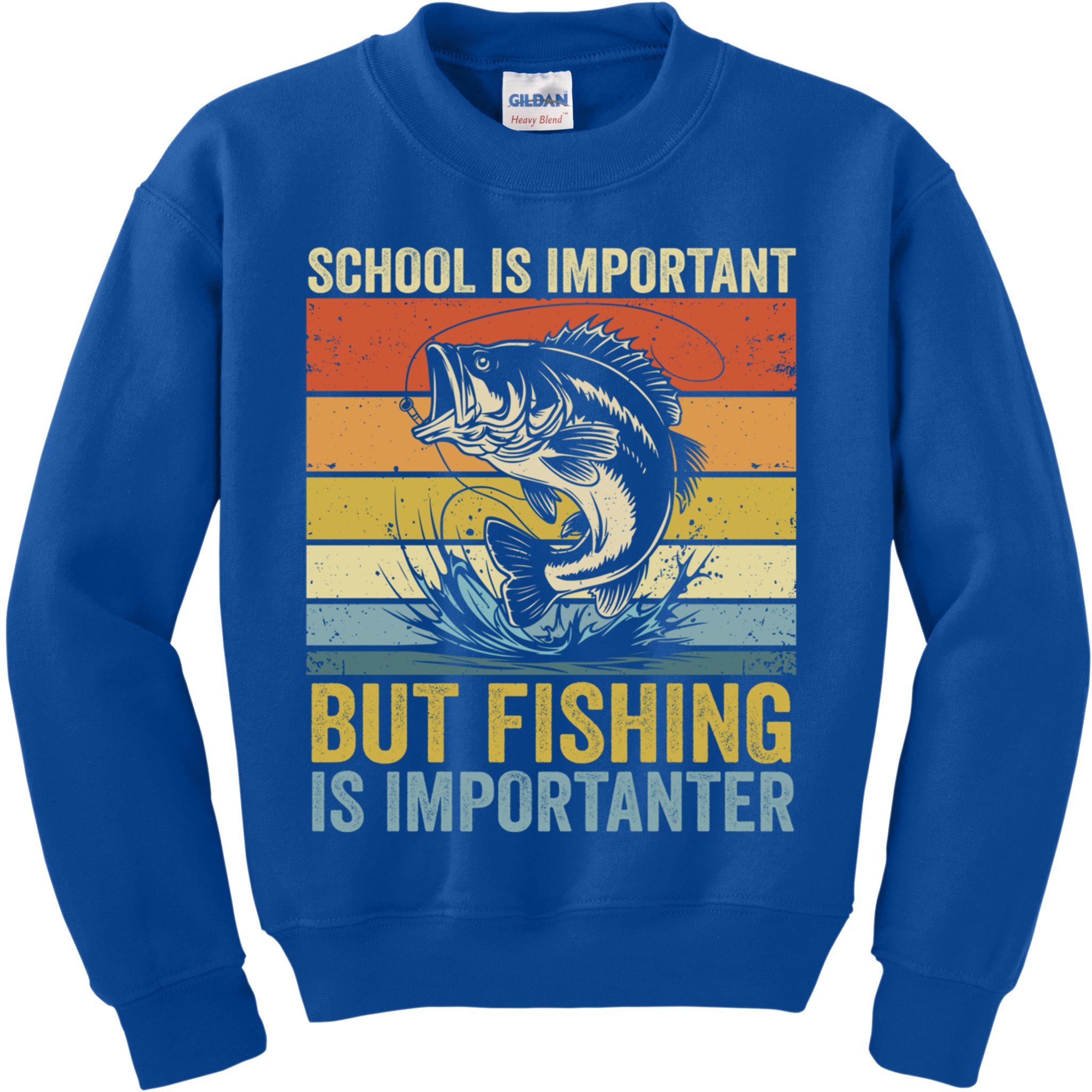 School Is Important But Fishing Is Importanter Funny Fishing Gift Kids Sweatshirt