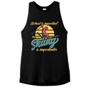 School Is Important But Skiing Is Importanter Ski Lovers Gift Ladies PosiCharge Tri-Blend Wicking Tank