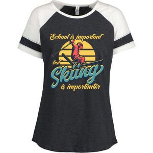 School Is Important But Skiing Is Importanter Ski Lovers Gift Enza Ladies Jersey Colorblock Tee