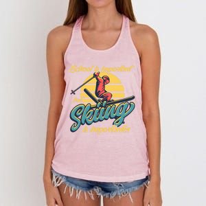 School Is Important But Skiing Is Importanter Ski Lovers Gift Women's Knotted Racerback Tank