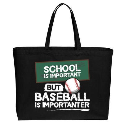 School Is Important But Baseball Is Importanter Cotton Canvas Jumbo Tote