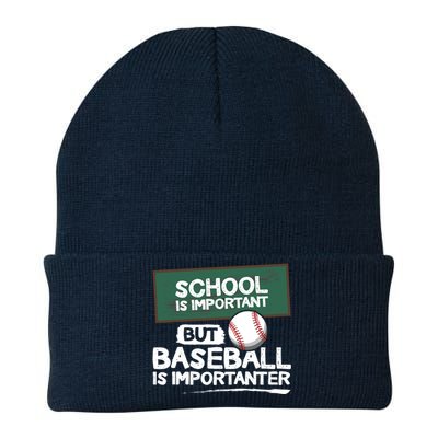 School Is Important But Baseball Is Importanter Knit Cap Winter Beanie