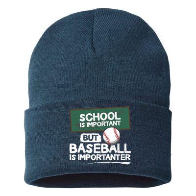 School Is Important But Baseball Is Importanter Sustainable Knit Beanie