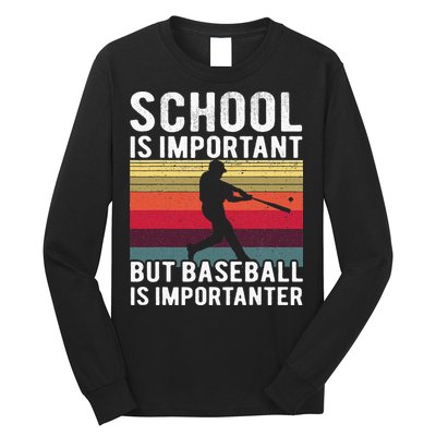 School Is Important But Baseball Is Importanter Vintage Kids Long Sleeve Shirt